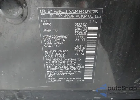 2016 Nissan Rogue Sv z USA, uszkodzony, nr VIN KNMAT2MV9GP620327